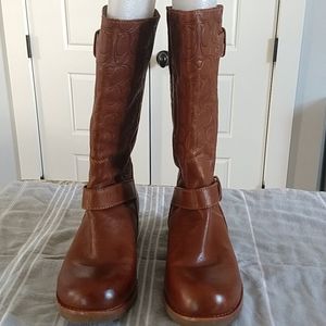 Coach Embossed Leather Moto boots 8 GUC
